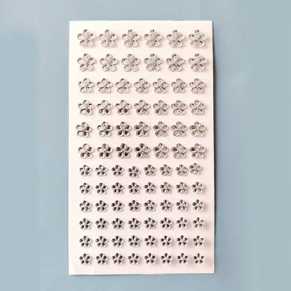 NEW 5 Sheets, Plum Blossom Diamond Rhinestone Self Adhesive Stickers - Silver
